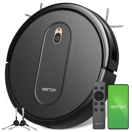 Vactidy Robot Aspirador, Nimble T6 con Potente Succión, Detección Inteligente, 2500mAh, Silencioso, 3 Modos de Limpieza, Control por App/Alexa/Siri y Mando, para Mascotas, Suelo Duro y Alfombra