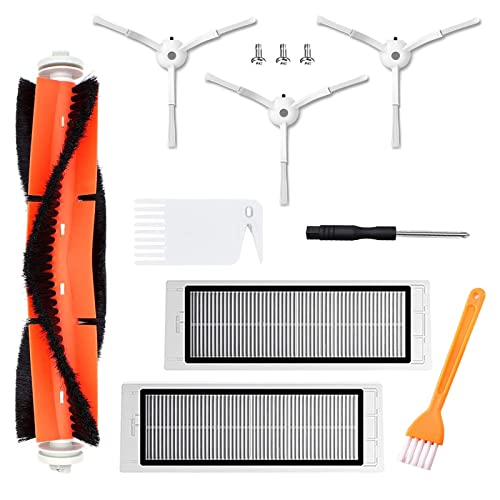 Repuesto de Accesorios Kit para Aspiradora Xiaomi Roborock S50 S51 S55 S5 S60 S65 S6, S5 MAX S6 MAX S6 Pure S6 MaxV, Cepillo Principal, Filtros, Cepillos Laterales de 3 Brazos con Cerdas de Nailon