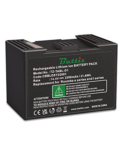 BATTIZ Batería de Iones de Litio para iRobot Roomba i7 i3 i4 e5 Serie Aspiradora,14.4V 2200mAh Modelo Original ABL-D1,ABL-D2 ABL-D2A(Negro)