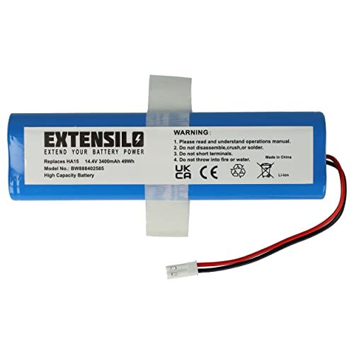 EXTENSILO Batería Compatible con iLife V8s, X750, V3s Pro, V50, V5s Pro Robot Limpieza (3400 mAh, 14,4 V, Li-Ion)