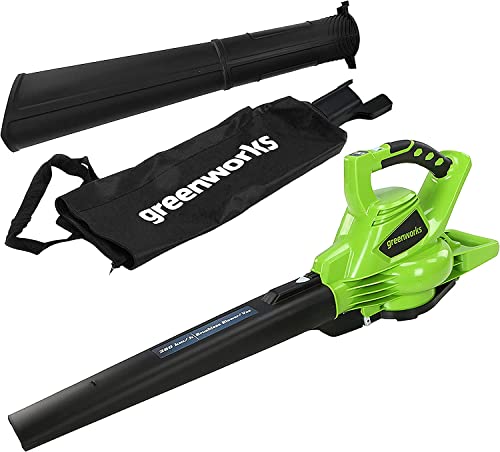 Greenworks GD40BV Soplador Aspirador de Hojas a Batería con Motor sin Escobillas, 280 km/h, 9,63 m³/min, Bolsa Recogedora de 45L SIN Batería de 40V y Cargador, Garantía de 3 Años