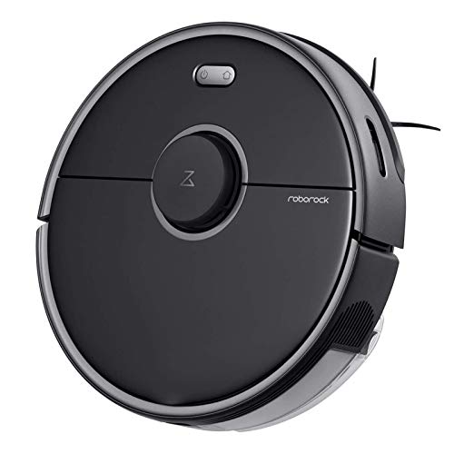 roborock S5 MAX Robot Aspirador con función de Limpieza, depósito de Agua eléctrico de 290 ml, Control de aplicación, Zonas de Bloqueo de Limpieza, navegación láser (Negro)