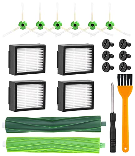 Kit Recambios Repuestos para iRobot Roomba Series e/I, Accesorios Compatible con i7 i7+ i3 i3+ i4 i4+ i6 i6+ j7 j7+E5 E6, 2 Cepillos de Goma, 4 Filtro, 6 Cepillos Laterale, Aspiradora de Accesorios