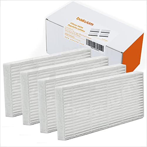 BAKUUM Pack 4 Filtros HEPA, para depósito solidos y deposito de mopa, para Cecotec Conga Series 1290, 1390, 1490 y 1590. Pack repuestos y accesorios para robot aspirador