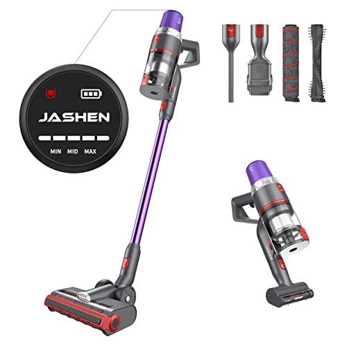 Jashen V16 Cable, Aspiradora de Mano 4 en 1, 22000 Pa de Potencia Bolsa, hasta 40 min de Aspiración, Batería Extraíble, 350 W, 0.6 litros, 70 Decibeles, 3 Velocidades, Púrpura