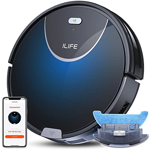 ILIFE V80 Max Mopping Robot aspirador y fregona Combo 2000 Pa succión WiFi automático Aspirador robot funciona con Alexa 750 ml aspirador robótico para pelo de mascotas pisos de madera dura alfombra