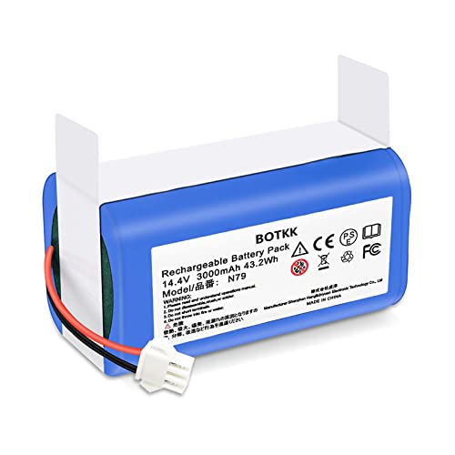 BOTKK Batería de Repuesto de 14,4V, 3000mAh, Compatible con Ecovacs Deebot N79, N79S, DN622, 14,4V, Ion de Litio, para Eufy RoboVac 11S 15C 30 30C 35C, Tesvor 500, Conga Excellence 990, 950, 1090