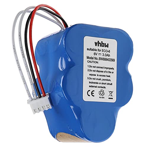 vhbw Batería Compatible con Hoover RVC0010, RVC0011, RVC0011-001 aspiradora (3000 mAh, 6 V, NiMH)