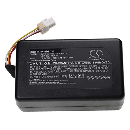 vhbw Batería reemplaza Samsung DJ96-00193E, VCA-RBT71, VCA-RBT71/XAA para aspiradora, Robot Limpieza (2600 mAh, 21,6 V, Li-Ion)