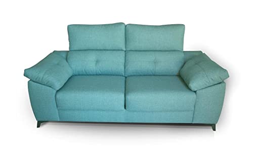 Sofá 2 Plazas De Pata Alta Con Asiento Deslizante. Sofa 2 Plazas Ideal Para Robot Aspirador. Color 14 Azul Trenzado 180x110x85 cm Modelo Flash. MINUTOS DE CONFORT