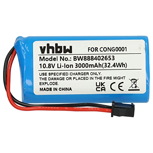 vhbw Batería Compatible con Cecotec Conga 890 Slim, Slim, Slim 890, Slim 890 Wet Robot Limpieza (3000 mAh, 10,8 V, Li-Ion)