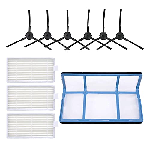 Filtrar Cepillo Piezas de Repuesto Accesorios Conjunto por Aspirador Robot ILIFE ZACO V3 V3s V5 V5s V5s Pro (6 Cepillos Laterales + 3 Filtros HEPA + 1 Filtro Primario)