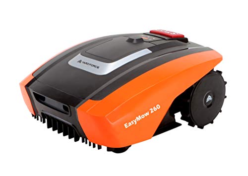 Yard Force EasyMow260 - Robot cortacésped apto para superficies de hasta 260 m², fácil de usar, inclinación del 30 %, batería de iones de litio de 2,0 Ah, 20 V, color negro y naranja