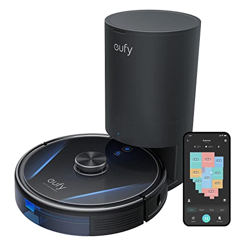 eufy RoboVac LR30 Hybrid+ Robot aspirador y fregasuelo, vaciado auto, 60 días capacidad, navegación láser iPath, 3000 Pa succión, escaneado varios pisos, control avanzado aplicación,funciona con Alexa