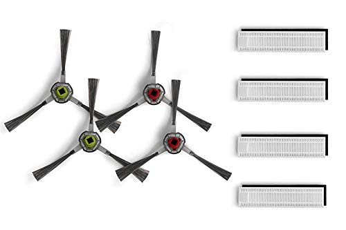 Juego de 12 cepillos laterales Hepa para Ecovacs Deebot Slim / Slim2 – 8 filtros Hepa + 4 cepillos laterales, accesorios