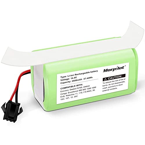 morpilot Batería para Conga Excellence 990, 14.4V 2600mah Li-Ion Compatible con Conga Excellence y 950 1090 1790 1990, DEEBOT N79S N79 DN622, Eufy RoboVac 11 11S 30 30C 12 35C, IKOHS NETBOT S14 S15