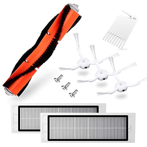 Kit de Accesorios para Xiaomi Aspirador Roborock S50 S51 S55 S5 S6 S60 S65, 1 Cepillo Principal, 3 Cepillo Lateral, 3 Tornillo, 2 Filtro HEPA, 1 Herramienta de Limpieza