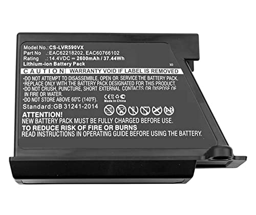 IFUL Robot Aspirador batería 2600mAh/3400mAh Compatible con LG EAC62218202 VR64703LVMB,VR7412RB,Cameron Sino,Bateria (Color : 2600mAh, Size : 14.4V)