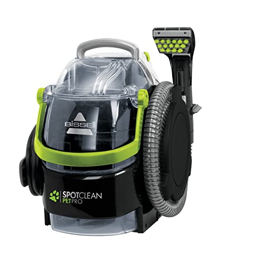 BISSELL SpotClean Pet Pro, Limpiador de Manchas de Mascotas, Ideal para Escaleras, Tapicería, Autos y Alfombras, Accesorios Incluidos, Potente Motor 750W, 84dB, Negro/Transparente/Verde, 15585