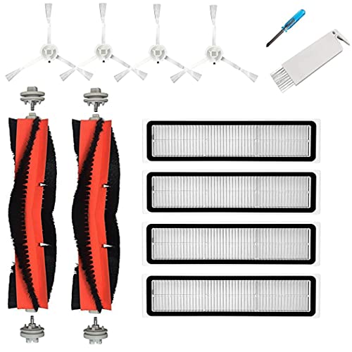 Kit de 12 piezas de accesorios para aspiradora Dreame D9, 2 cepillos principales, 4 cepillos laterales, 4 filtros, 1 cepillo de limpieza, 1 destornillador (blanco)