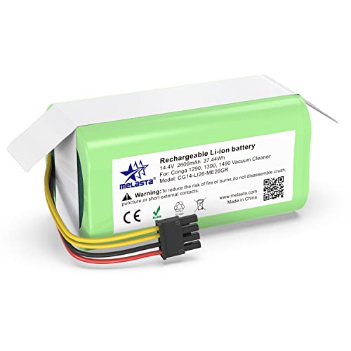 14.4V 2600mAh Li-Ion Batería de Reemplazo para Aspiradora Conga 1290, 1390, 1490, 1590