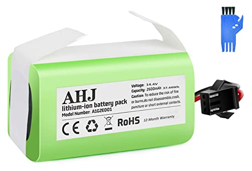 AHJ Batería de Reemplazo Compatible con Cecotec Conga Excellence 990 950 1090 1790, IKOHS NETBOT S14 S15, Deebot N79s Eufy RoboVac 11S 15C, 14.4V 2600mAh Li-Ion Baterías de Aspiradoras con Cepillo