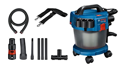 Bosch Professional 18V System GAS 18V-10 L - Aspirador a batería (depósito 10 l, 90 mbar, ruedas, adaptador, manguera 1,6 m, sin batería), Color Azul