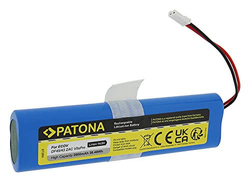 PATONA 6738 Batería para Robot Aspirador Universal (2600mAh) Compatible con Ecovacs Deebot DF45 DF43 - Ilife V3 Plus V3s-Pro V50 V5s-Pro V8s X750 - ZACO V3sPro V4 V5sPro V5x V6 V80 V85 etc.