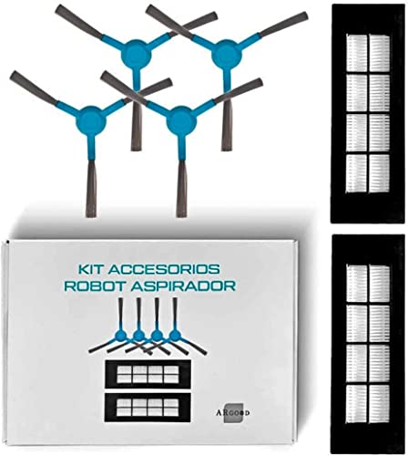 ARGOOD Kit Recambios Repuestos Conga Cecotec 3090.Set Accesorios Robot Aspirador: 2 Filtros Hepa 4 Escobillas Laterales