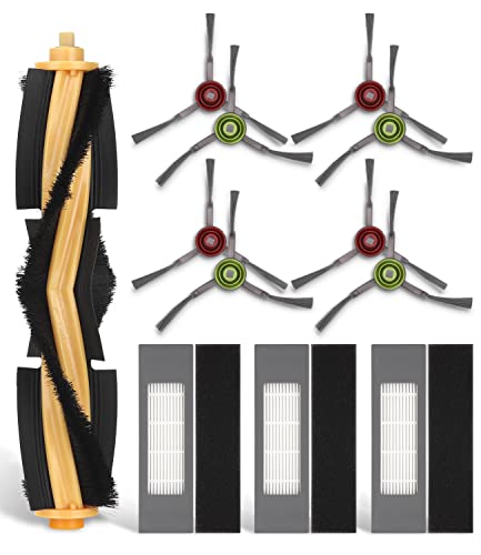 Filtrar Cepillo Piezas de Repuesto 12 piezas Accesorios Conjunto por Aspirador Robot Ecovacs DEEBOT OZMO T8 AIVI 1 cepillo principal 3 filtros 8 cepillos laterales Kit de Recambios Aspiradora Robot