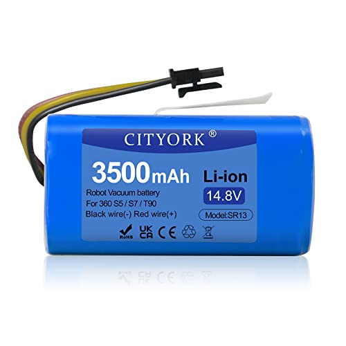 CITYORK Batería Compatible con 360 S5 S7 T90 aspiradora, Robot Limpieza(3500 mAh, 14,8V, Li-Ion)