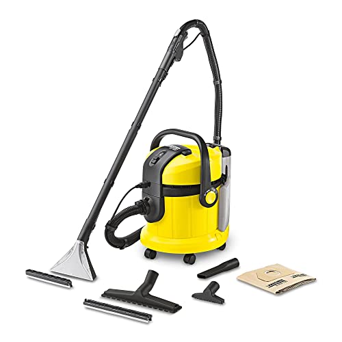 Kärcher Lava-aspiradora SE 4001, Limpieza Profunda en Superficies Textiles Mediante Pulverización, Aspiradora Seco y Húmedo, 1400 W, 4+4L Depósito Agua Limpia/Sucia, color negro/amarillo