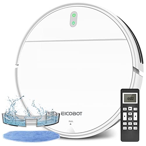 EICOBOT Robot Aspirador y Mopa Combo, Robot Aspiradora, 2 en 1 Aspirador y Mopa, Delgado 2.91'',Bajo Ruido,Auto-Carga, Ideal para Suelo Duro, Pelo de Mascota y Alfombra,Blanco