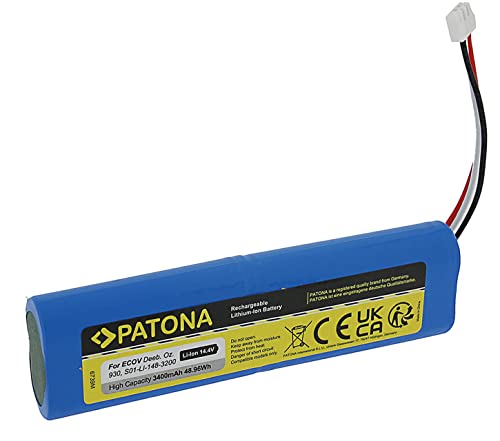 PATONA Batería 3400mAh Compatible con Ecovacs Deebot Ozmo 930, S01-LI-148-2600