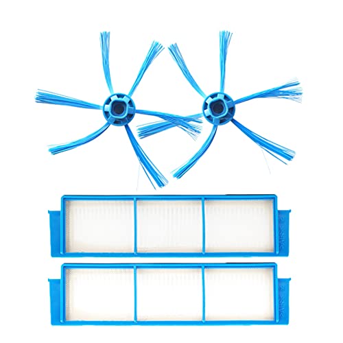 ITYOOS Compatible con Philips FC8792 FC8794 FC8796 FC8007 Robot Aspirador 2 cepillos Laterales + 2 filtros HEPA Piezas de Repuesto