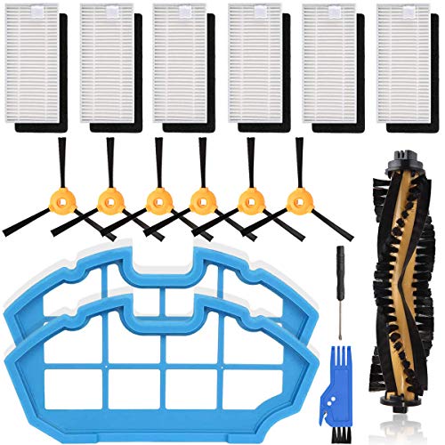 QAQGEAR Kit de Accesorios para Aspiradora Robótica EcoVacs DEEBOT N79 N79S DN622 500 N79w N79se N79T, Repuestos con 6 Cepillos Laterales 6 Filtros 1 Cepillo Principal 2 Filtro Primario