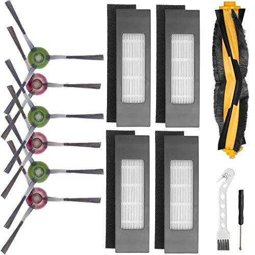 QAQGEAR Juego de Accesorios de Repuesto para Ecovacs DEEBOT OZMO T8 AIVI T8 MAX T8 950 920 Robot Aspirador, con 6 cepillos Laterales, 1 Cepillo Principal, 4 filtros, 2 Herramientas