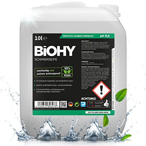 BiOHY Jabón lubricante (Bidón de 10 litros) | concentrado para suelos | Aplicable a todas las superficies delicadas | Caucho, linóleo, parqué, PVC, piedra (Schmierseife)