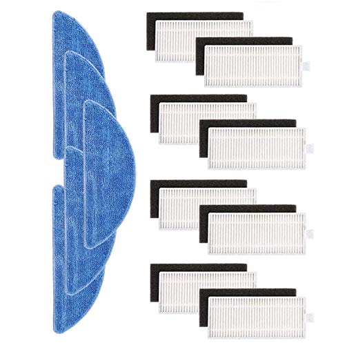 TeKeHom Kit de accesorios de repuesto para aspiradora robot IKOHS netbot S15 Pack de 8 filtros + 5 trapeadores