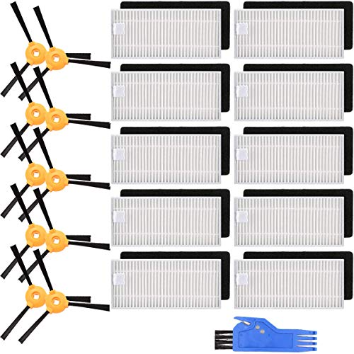 QAQGEAR Cepillos Laterales de filtros de Repuesto para EcoVacs DEEBOT N79S N79 DN622 500 N79W N79T aspiradora robótica, con Herramienta de Limpieza (Paquete de 21)