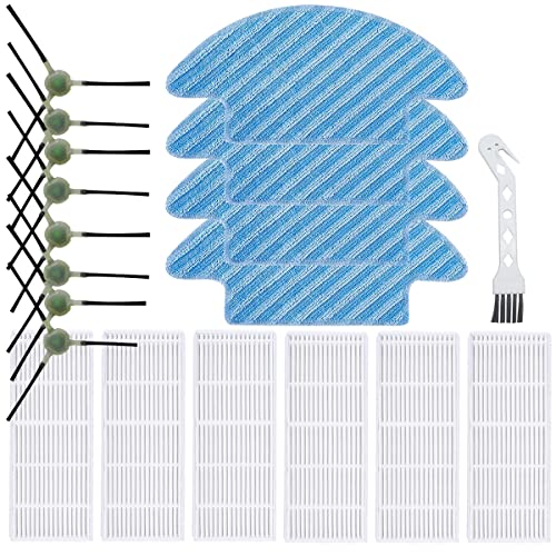 QAQGEAR Kit de Accesorios aspiradora Robot para Lefant M210B M210 M210S M213, Piezas de Repuesto 6 filtros, 8 cepillos Laterales, 4 trapeadores, 1 Cepillo de Limpieza (Paquete de 18)