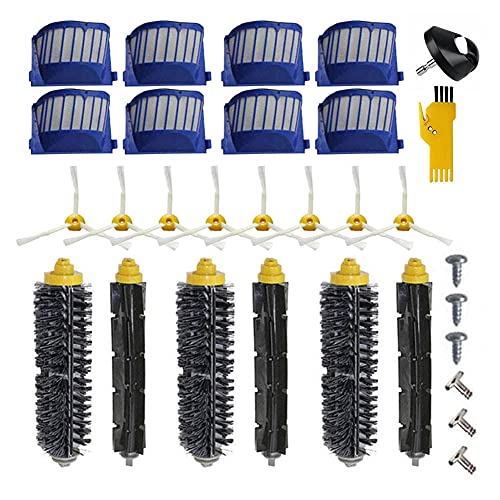 Laimaiou Kit de Accesorios para iRobot Roomba 692 671 620 676 606 631 Piezas de Repuesto para Robot Aspirador 29 Paquetes de Cepillo de Rodillo, Filtro, Cepillo Lateral y Rueda Delantera