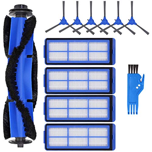 Kit de Accesorios de Repuesto para Eufy RoboVac 11S MAX, RoboVac 15C MAX, RoboVac 30C MAX Robot Aspiradoras Recambios 12pcs, 1 Cepillo Principal 4 Filtros 6 Cepillos Laterales 1 Cepillo de Limpieza