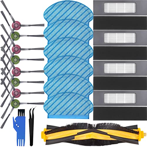 QAQGEAR Piezas de Repuesto para Ecovacs DEEBOT OZMO 950 920, para Yeedi 2 Híbrido Robot Aspirador, Accesorios 6 Toallitas, 8 Cepillos Laterales, 4 Filtros Hepa, 4 Esponjas, 1 Cepillo Rodillo