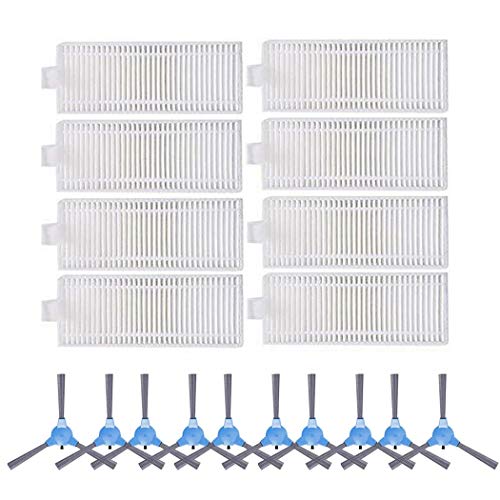 Piezas de Repuesto de la aspiradora 20pcs / Set Filters Kit de reemplazo del Cepillo Lateral Ajuste para Tesvor V300 ORFELD X503 Ziglint D5 Robot Aspirador Accesorios de aspiradora