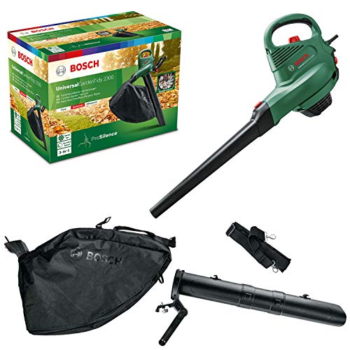 Bosch aspirador y soplador de hojas eléctrico UniversalGardenTidy 2300 (2300 W, bolsa colectora de 45 l, velocidad variable, para soplar, aspirar y triturar las hojas, en caja)