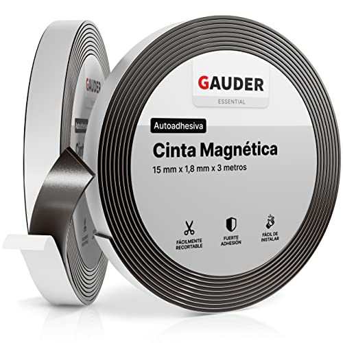 GAUDER Cinta Magnética Adhesiva | Banda Magnética Autoadhesiva | Tira de Imán Flexible