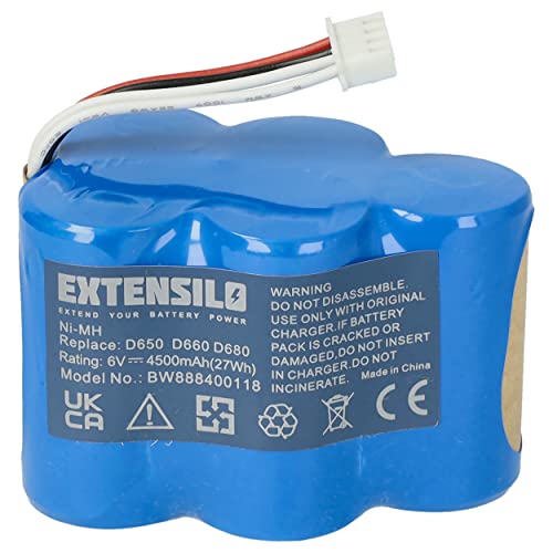 EXTENSILO Batería Compatible con Hoover RVC0010, RVC0011, RVC0011-001 aspiradora (4500 mAh, 6 V, NiMH)