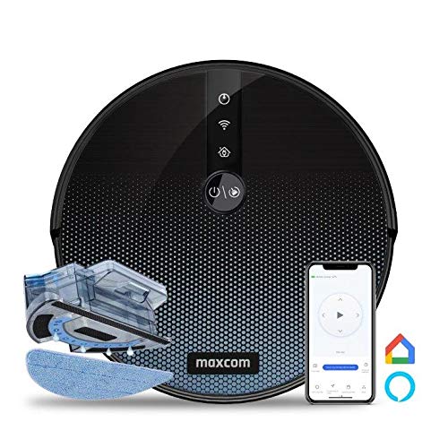 Maxcom Robot Aspirador con fregona, Aspirador robótico húmedo y seco, conectar con Control Remoto, App, Dispositivos Alexa - MH11 Black Pearl