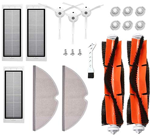 MTKD® Kit 17 Recambios para Roborock S50 S51 S55 S5 S6 - Accesorios para Xiaomi MI Mijia Robot Aspiradora - Cepillo Principal, Cepillo Lateral, Filtro HEPA y Mopa.